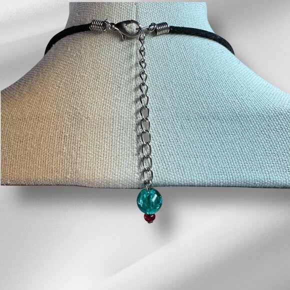 Metal Wire Wrap Multicolour Acrylic Beads Pendant Necklace Black Rope 18 inches - Picture 6 of 7